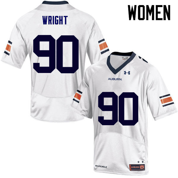 Women Auburn Tigers #90 Gabe Wright College Football Jerseys Sale-White - Click Image to Close